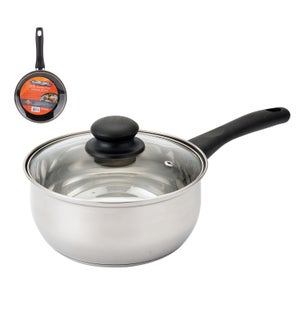 PS Sauce Pan SS 2Qt Bakelite Handle with Glass Lid           643700273741