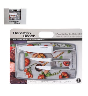 HB Cutlery 4pc Set SS with White Coating Blade, PP Cutting B 643700290199