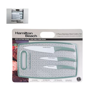 HB Cutlery 4pc Set SS with White Coating Blade, PP Cutting B 643700290205
