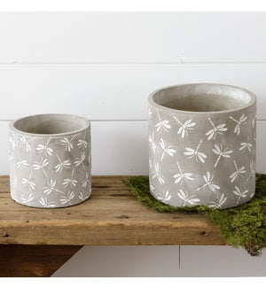 Dragonfly Embossed Cement Planters