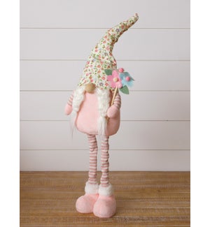 Standing Gnome - Floral Hat, Holding Flowers