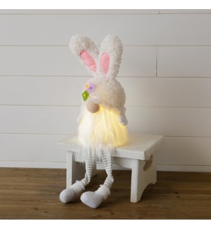 Lighted Fuzzy Shelf Sitter Bunny Gnome