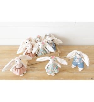 Crate of 9 Rabbits with Dresses and Overalls