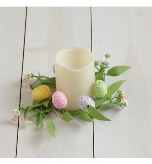 Candle Ring - Striped Eggs, Mini Flowers, Foliage