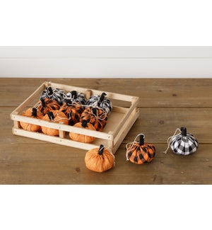Crate Of 12 Assorted Buffalo Plaid Pumpkins