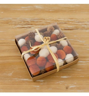 Box Of Mini Pinecones And Pumpkins