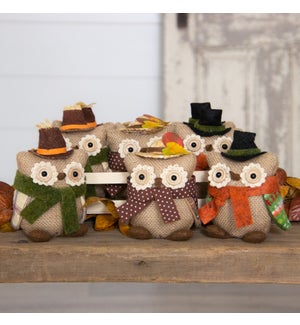 Crate Of 9 - Autumn Owls With Scarves