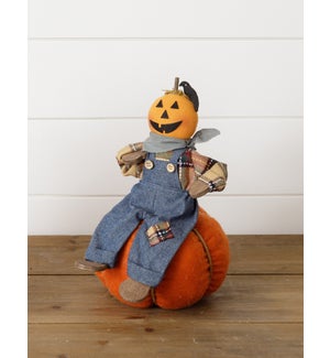 Pumpkin Scarecrow Sitting On Pumpkin