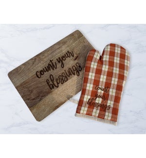 Cutting Board And Oven Mitt Gift Set - Blessings