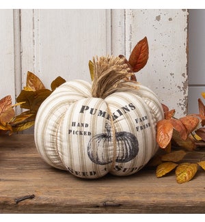 Grain Sack Stripe Pumpkin with Jute Stem