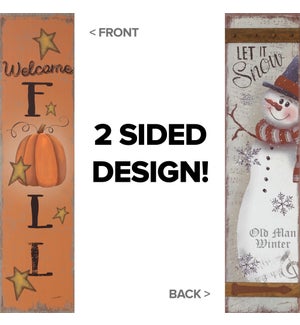 Reversible Porch Sign - Welcome Fall, Let It Snow