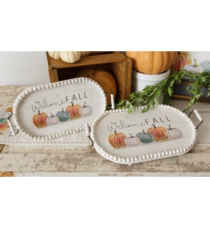 Welcome Fall Trays - Oval with Beaded Edge