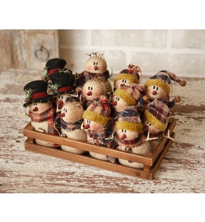 Plaid Partners - Snowmen In Wood Crate