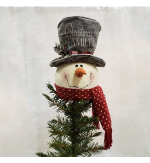 Cozy In Plaid - Tree Topper - Snowman