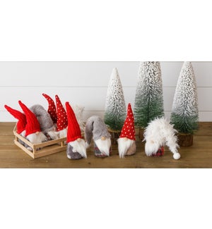 Gray and Red Gnome Ornaments, Knit and Dot Hats In a Crate