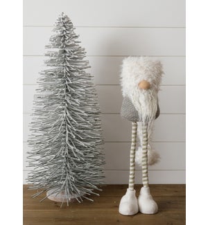 Standing Gnome - Gray, Gold Stripe Legs, Shaggy Hat, Sm