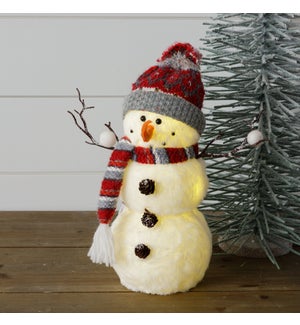 Fur And Fair Isle Snowman - Lighted Standing With Beanie