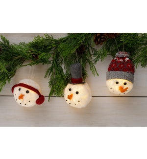 Fur And Fair Isle Snowman - Lighted Ornaments