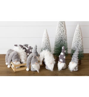 Gray Gnome Ornaments, Shaggy Hats In A Crate