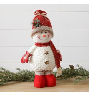 Cozy Friends Snowman Standing With Knit Hat