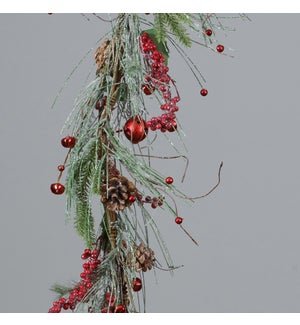 Garland - Frosted Evergreens, Bells, Berries