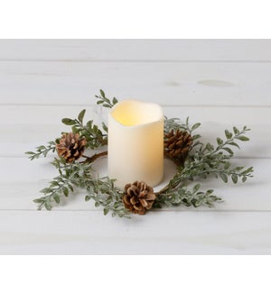 Candle Ring - Frosted Boxwood, Cones