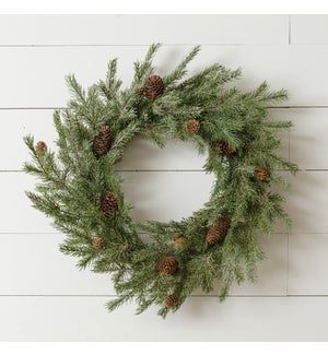 Wreath - Balsam Fir With Pinecones And Snow