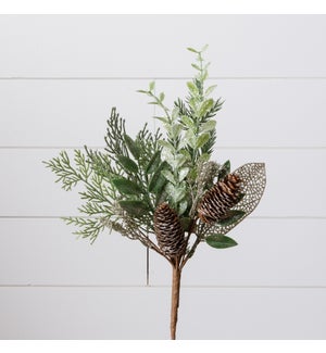 Pick - Glittered Winter Greens With Pinecones