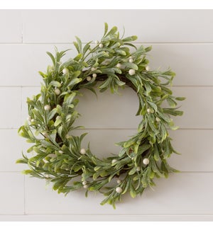 Wreath -  Frosted Mistletoe With Twig Base