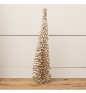 Pencil Bottle Brush Tree - White and Champagne Glitter, Sm