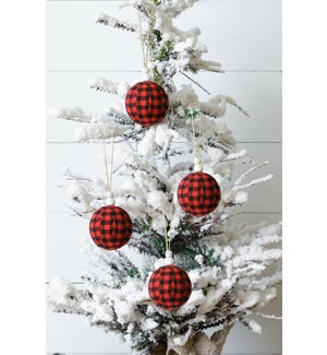 Ornaments - Red And Black Fabric Buffalo Plaid