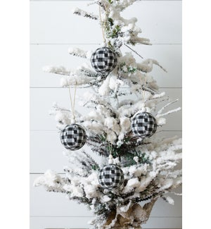 Ornaments - White And Black Fabric Buffalo Plaid