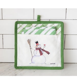 Pot Holder and Tea Towel - Snowman