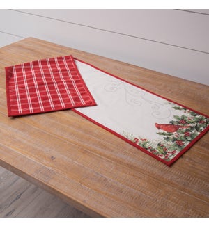 Reversible Table Runner - Cardinal and Holly