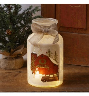 Frosted Glass Luminary - Merry Christmas