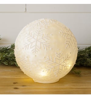 Lit Glass Ball - Snowflakes, Lg