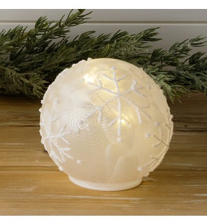 Lit Glass Ball - Snowflakes, Sm