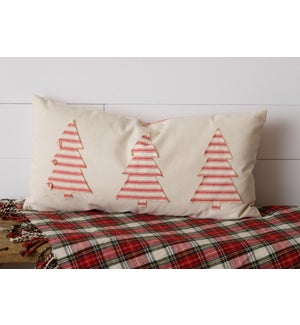 Red Stripes and Trees Two-Sided Pillow