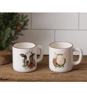 Mug - Farmhouse Christmas, Pig, and Cow