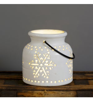"Ceramic Luminary - Snowflake Cutouts, Sm"