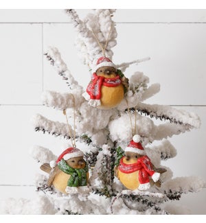 Ornaments - Birds With Santa Hats