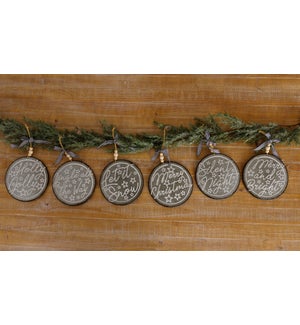 Metal Round Ornaments - Holiday Greetings