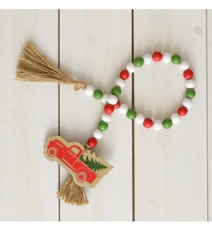 Embossed Print Red Truck Farmhouse Beads