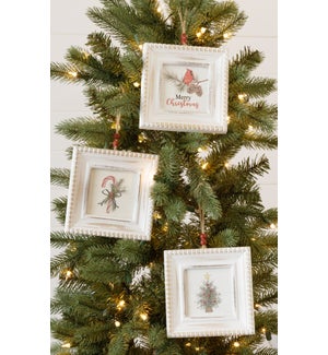 Beaded Mini Frame Ornaments - Tree, Candy Cane, Cardinal