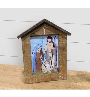 Block House Nativity On Canvas