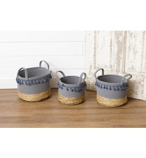 Rope and Straw Tassel Baskets