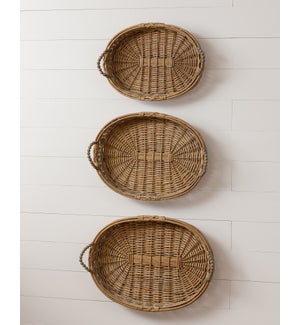 Willow Baskets with Beaded Handles, Oval