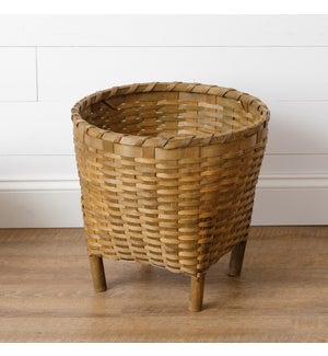 Chipwood Basket With Wooden Legs