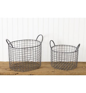 Oval Wire Baskets, Slate Grey