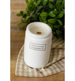 Wood Wick Soy Pottery Crock - Birch And Vetiver